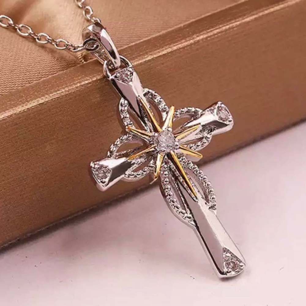 Gorgeous Stars Zircon Crystal Cross Necklace & Charm